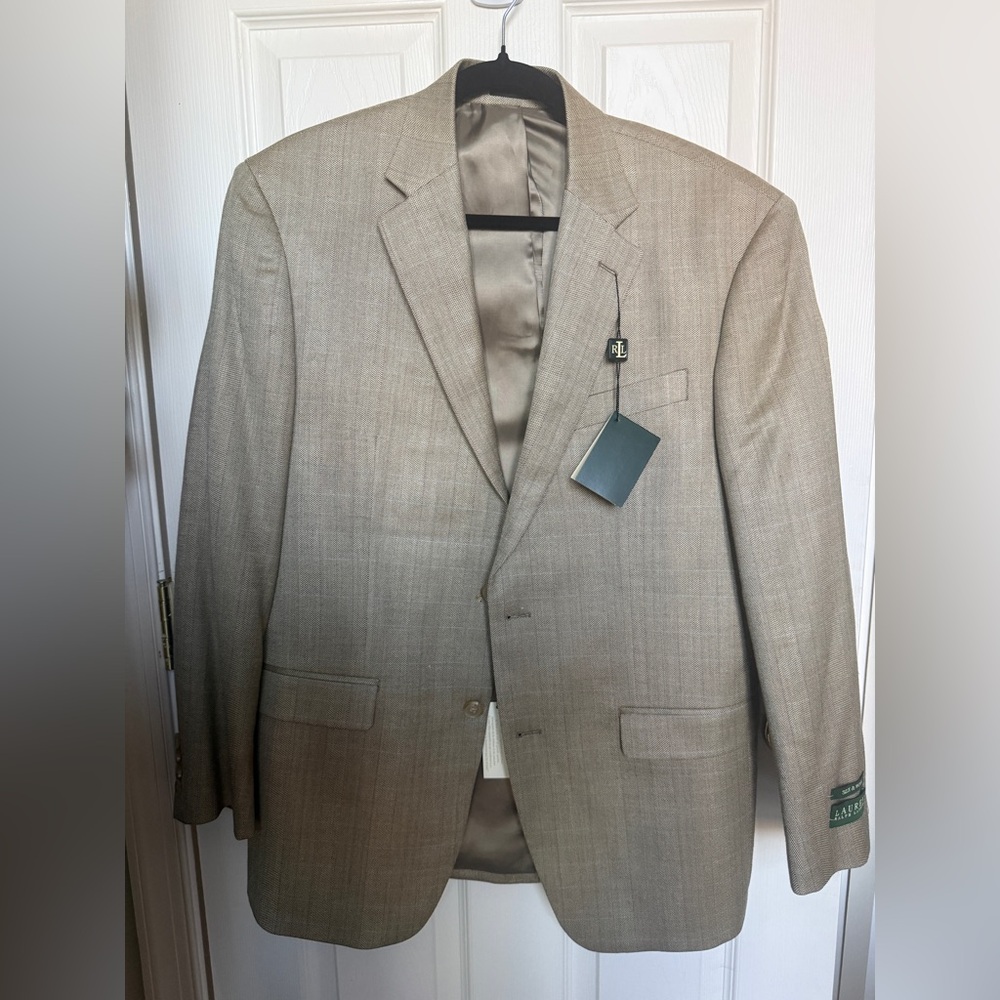 NWT Lauren Ralph Lauren Wool Silk Blazer in Tan/Beige for Men or Women